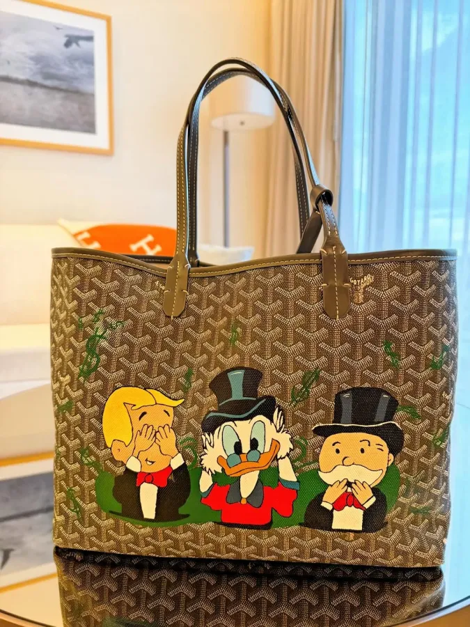 Goyardine Artois MM Tote Bag with Richie Rich, Strooge McDuck and Monopoly Man